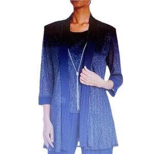 R&M RICHARDS Womens Navy and Sparkly Silver half sleeve Evening Jacket Plus 14W